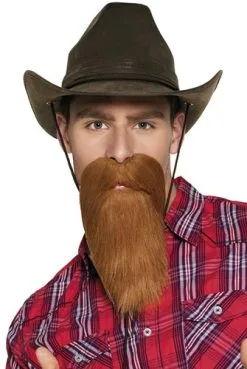 Boland Baard Met Snor Bruin Cowboy