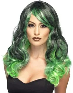 Smiffy's Bewitching Ombre Pruik Groen En Zwart
