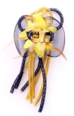 Party Xplosion Broche Bloem, Tubes En Oogmasker Zwart/geel