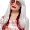 Smiffy's Deluxe Blood Drip Ombre Pruik Wit En Rood