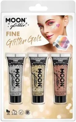 Moon Creations Fine Glitter Gels Zilver Goud Rose Goud