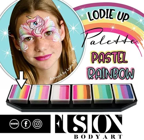 FUSION BODY ART Fusion Splitcake Schmink Lodie Up Pastel Rainbow 30 Gram - Afbeelding 2