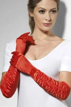 FEVER Handschoenen Lang Rimpel Rood