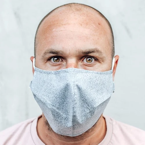 T & M Textiles & More Herbruikbaar Mondkapje Jeans Grijs Maat L