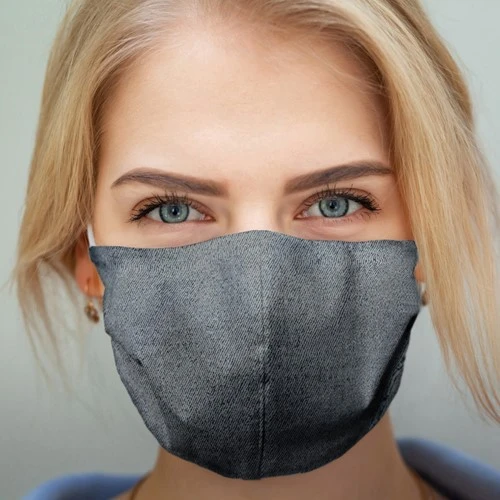 T & M Textiles & More Herbruikbaar Mondkapje Jeans Grijs Maat M - Afbeelding 5