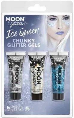Moon Creations Ice Queen Chunky Glitter Gels Zilver Wit Blauw