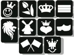Schmink Specialist Koningsdag Glittertattoo Sjablonenset 100 Stuks