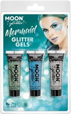 Moon Creations Mermaid Fijne Glitter Gels Groen Blauw Zilver