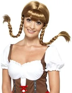 Smiffy's Oktoberfeest Heidi Pruik Met Staartjes