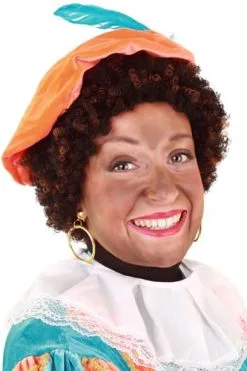 Party Xplosion Pieten Pruik Krul Zwart Bruin