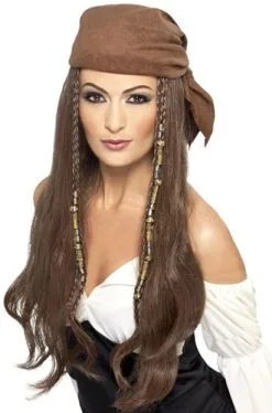 Smiffy's Piraten Pruik Bruin Met Bandana