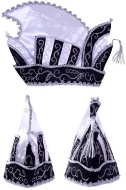 Party Xplosion Prinsenmuts Zwart Wit Zilver Maat 63