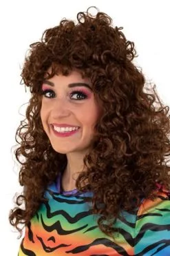 Party Xplosion Pruik Lola Lang Krullend Bruin
