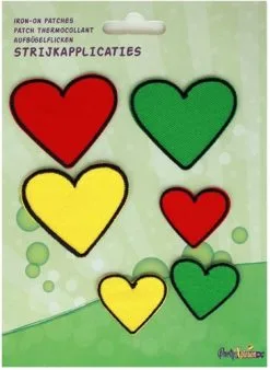 Party Xplosion Strijkapplicatie 6 Stuks Limburg Hartjes Mix