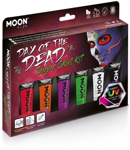 Moon Creations Sugar Skull Neon UV Face En Body Paint Set