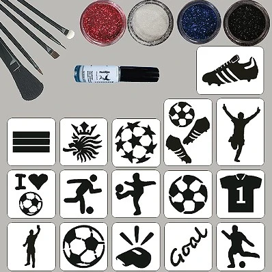 Schmink Specialist Voetbal Glittertattoo Set